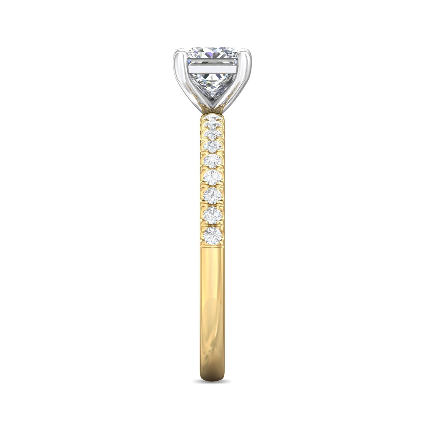 18K White and Yellow Gold Princess Diamond Engagement Ring