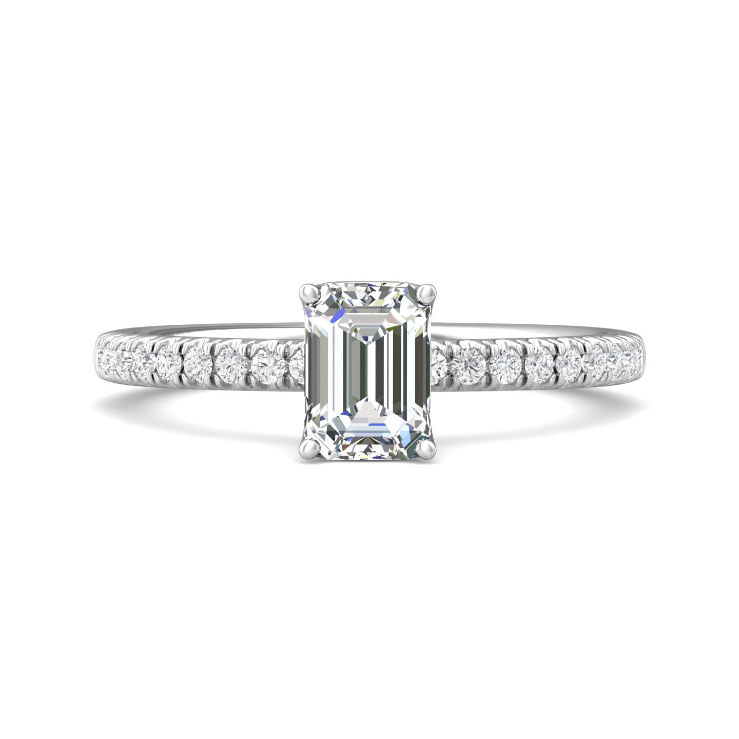 Platinum Emerald Cut Diamond Engagement Ring