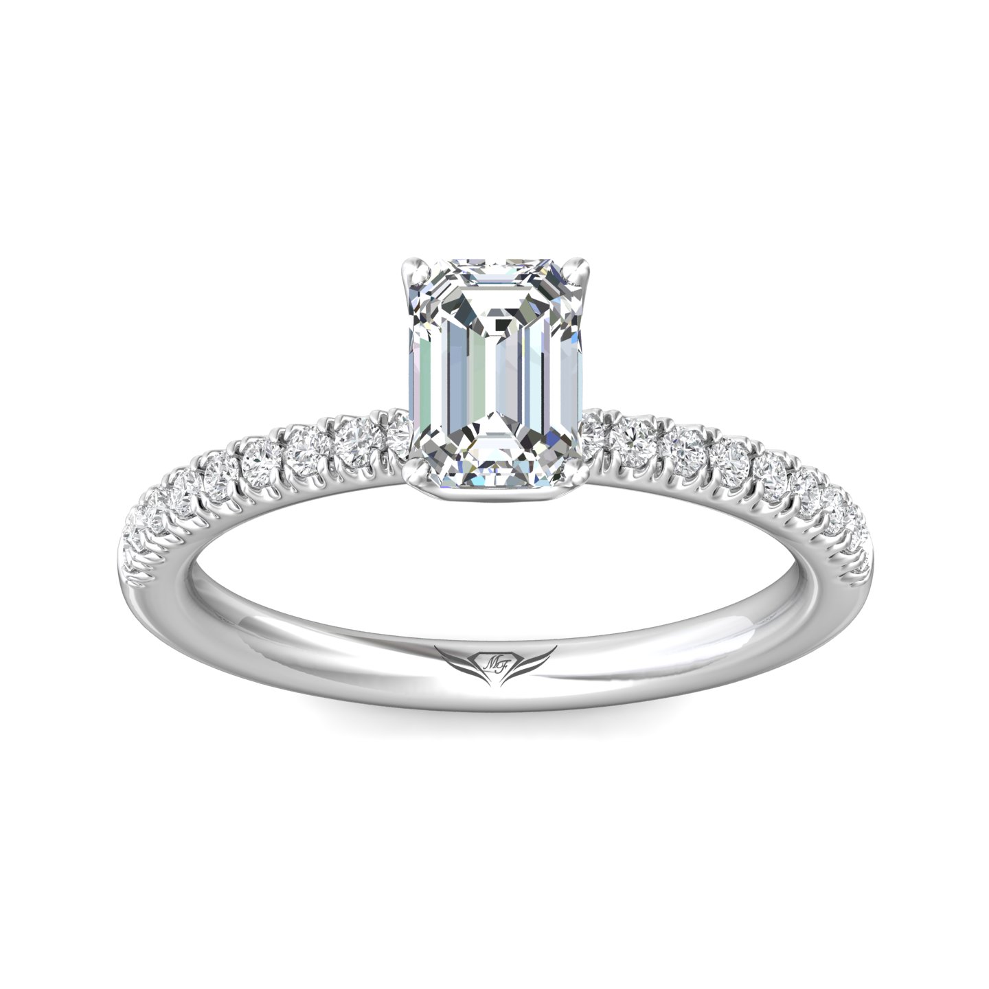 Platinum Emerald Cut Diamond Engagement Ring