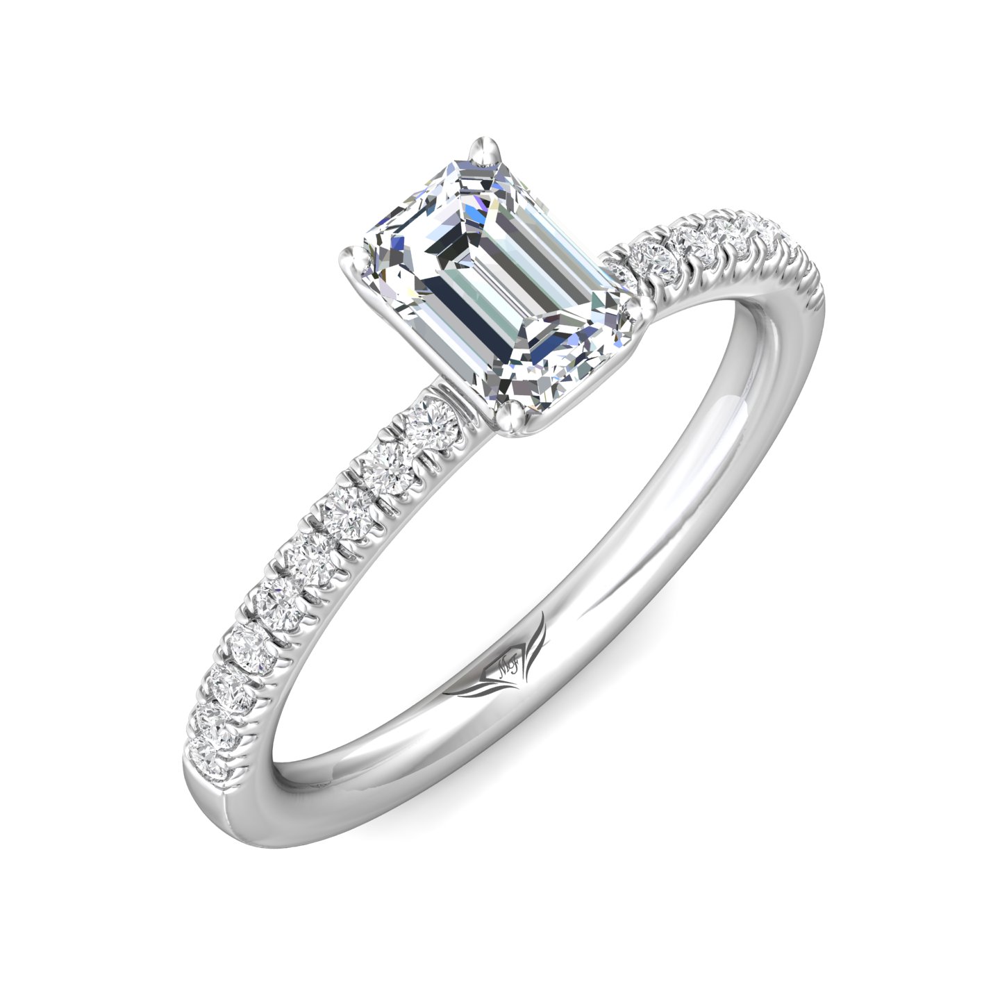 Platinum Emerald Cut Diamond Engagement Ring