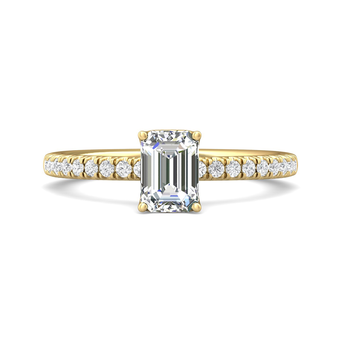 14K Yellow Gold Emerald Cut Diamond Engagement Ring