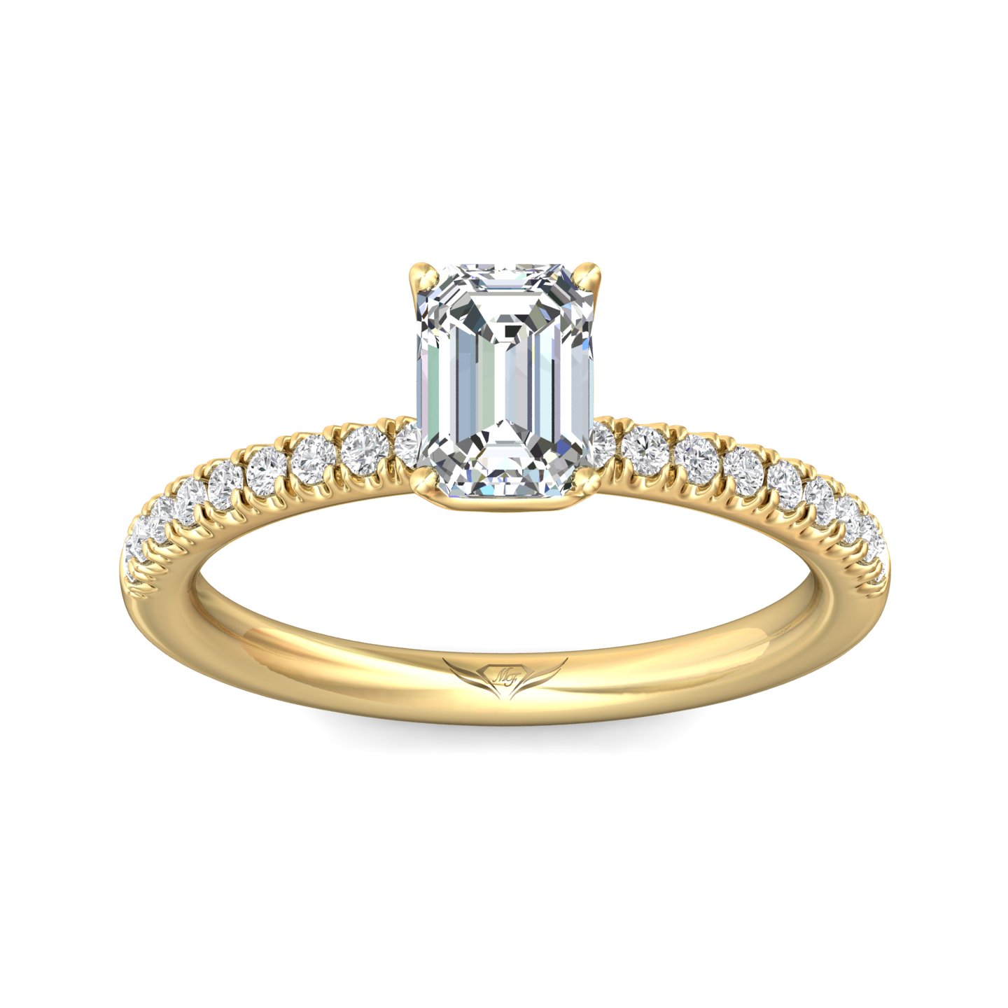 14K Yellow Gold Emerald Cut Diamond Engagement Ring