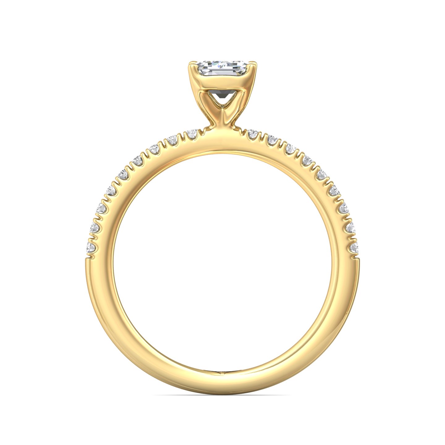 14K Yellow Gold Emerald Cut Diamond Engagement Ring