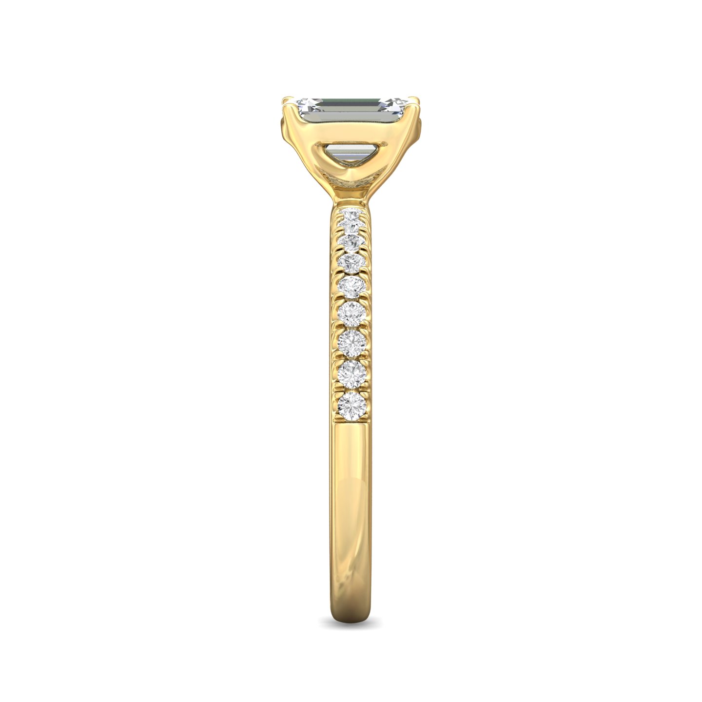 14K Yellow Gold Emerald Cut Diamond Engagement Ring