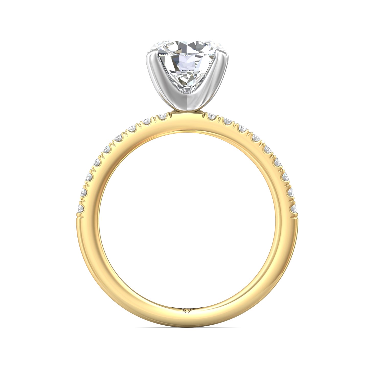 18K Yellow Gold and Platinum Round Diamond Engagement Ring