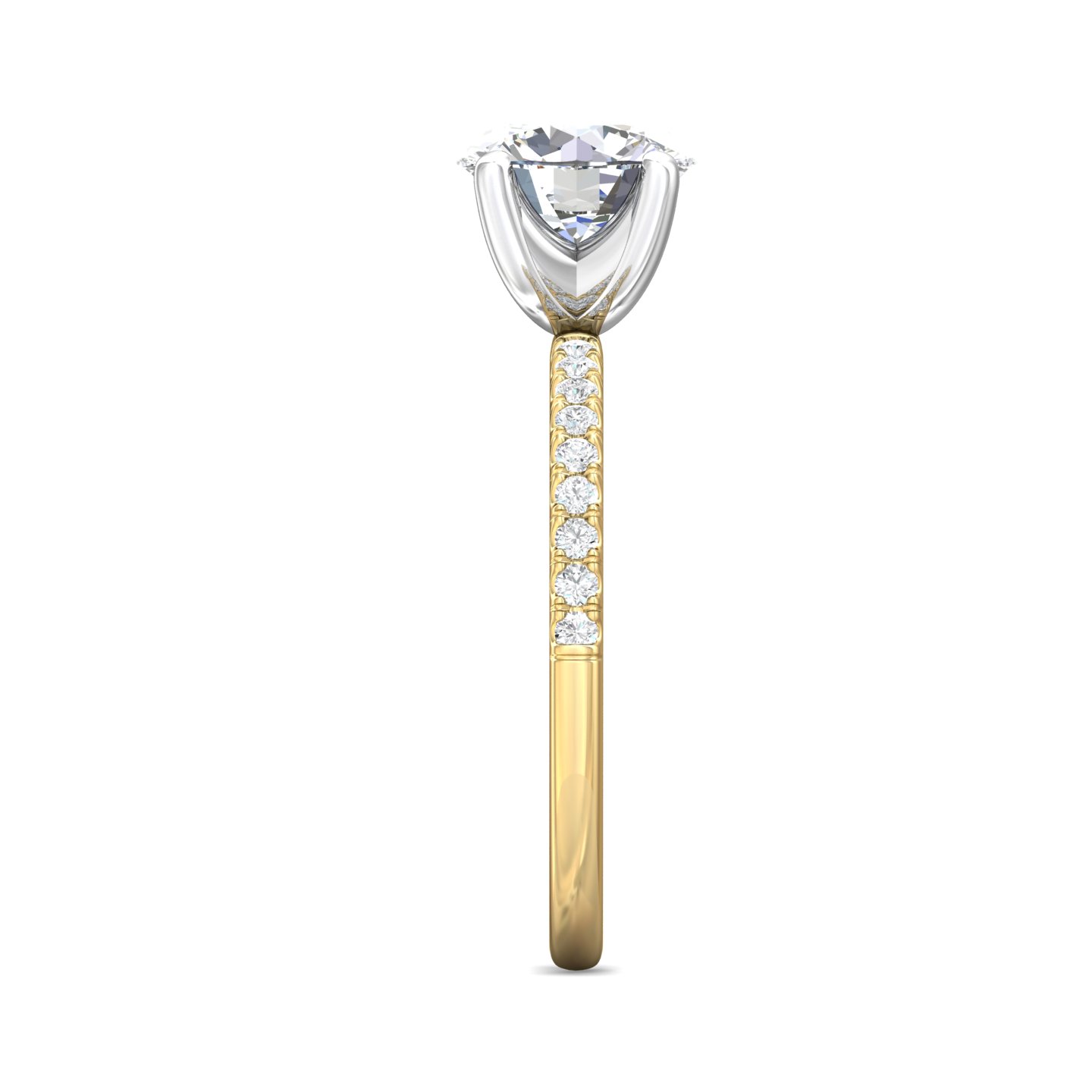 18K Yellow Gold and Platinum Round Diamond Engagement Ring