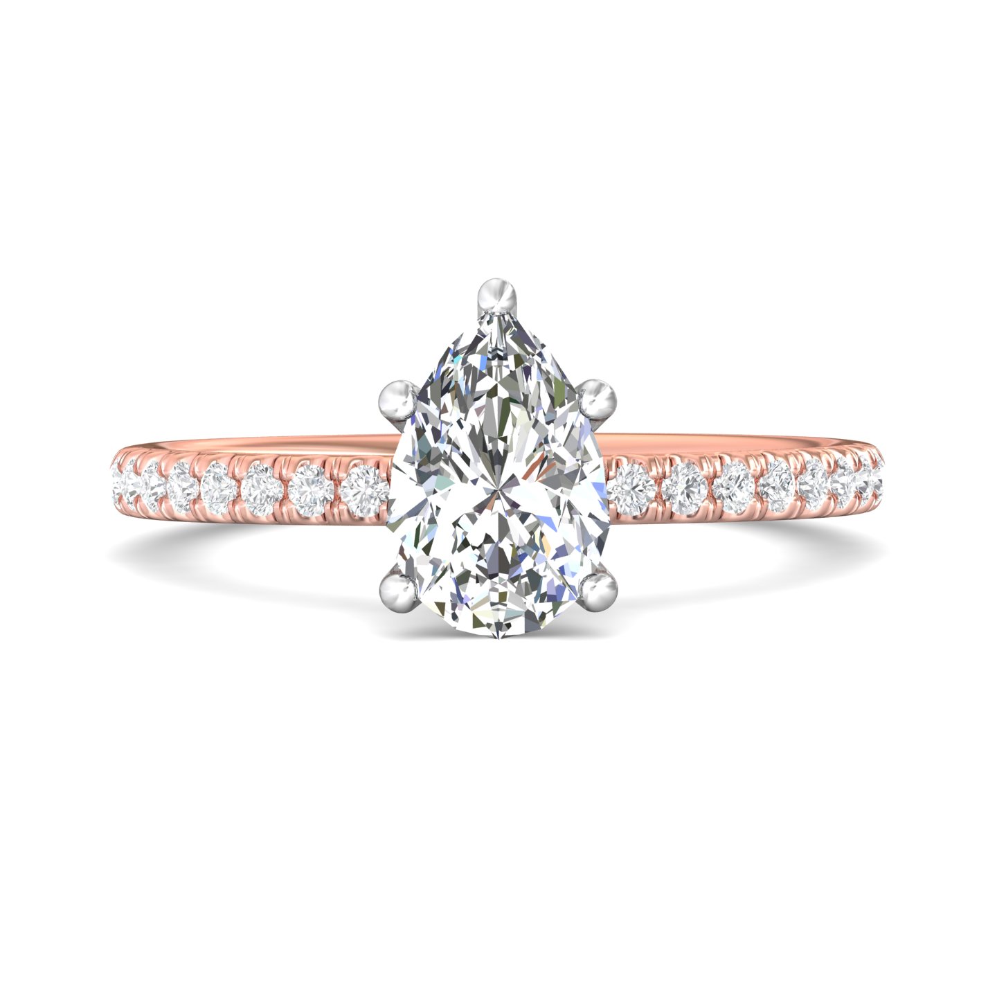 18K White and Rose Gold Pear Shape Diamond Engagement Ring