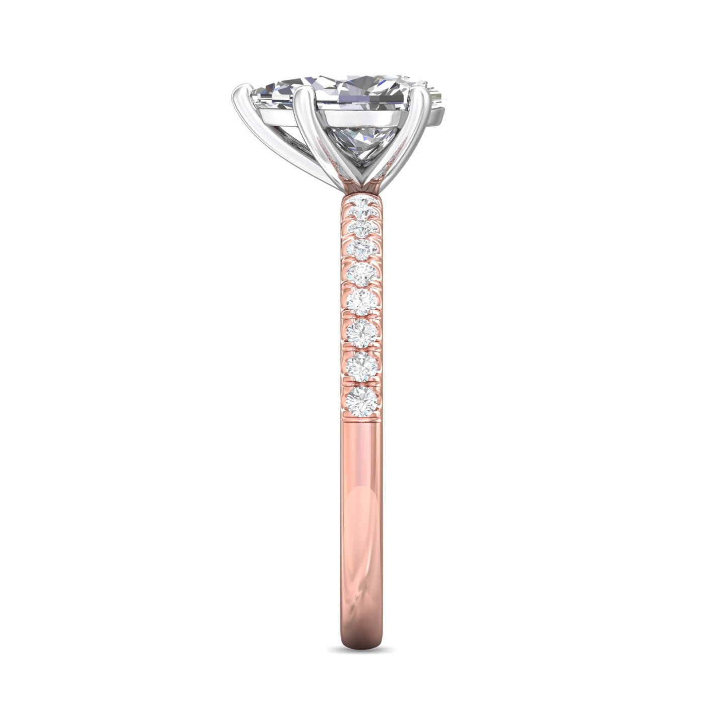 18K White and Rose Gold Pear Shape Diamond Engagement Ring
