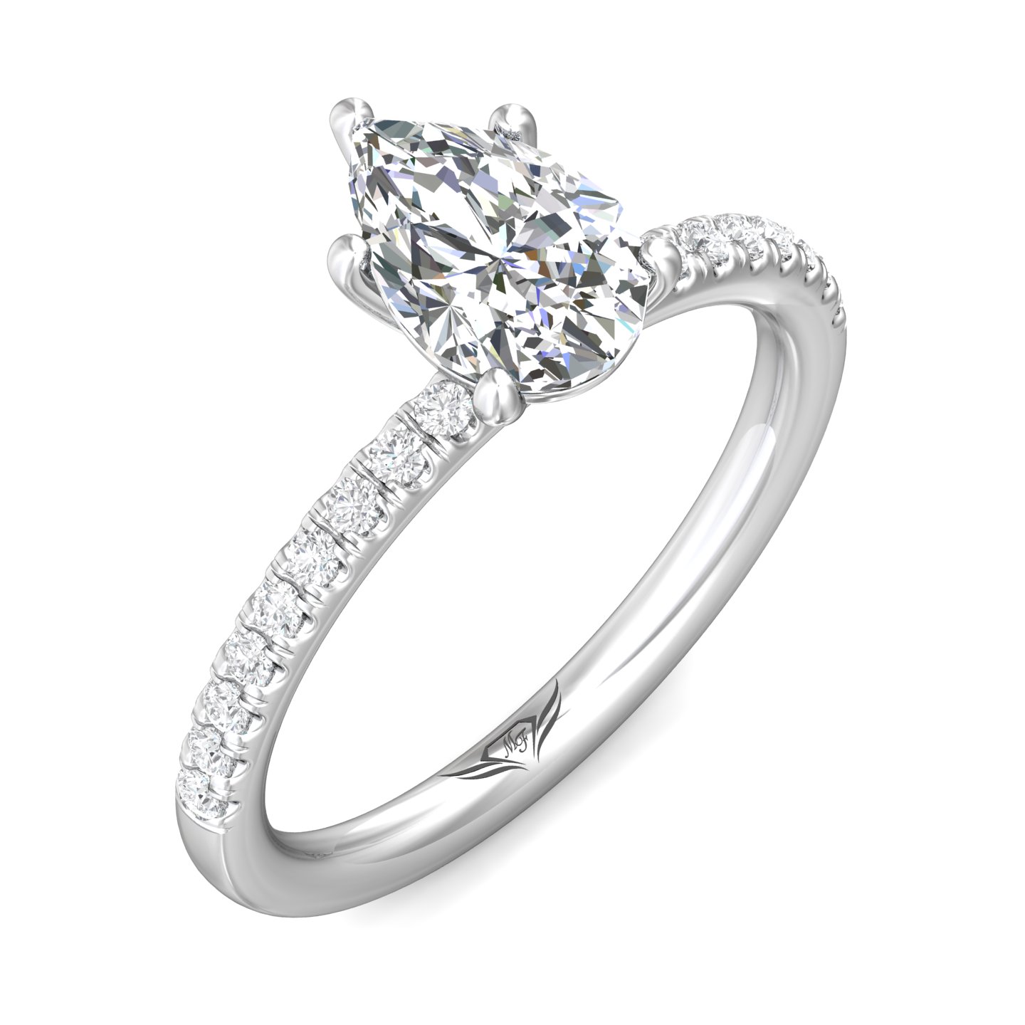 Platinum Pear Shape Diamond Engagement Ring