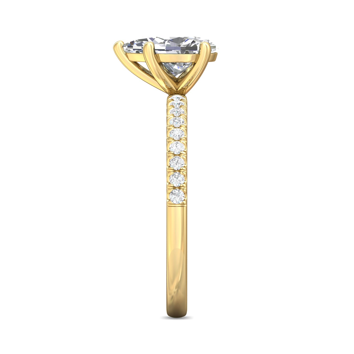 18K Yellow Gold Pear Shape Diamond Engagement Ring