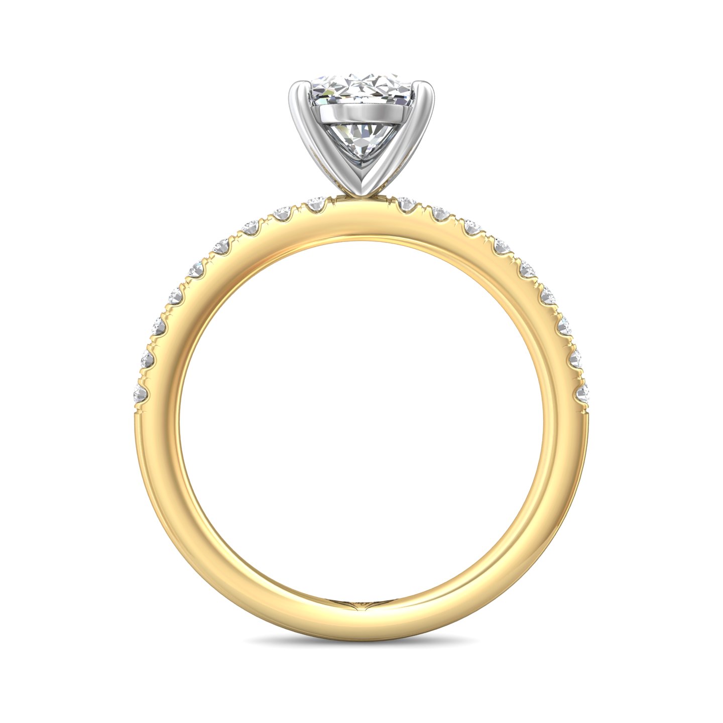 18K White and Yellow Gold Pear Shape Diamond Engagement Ring