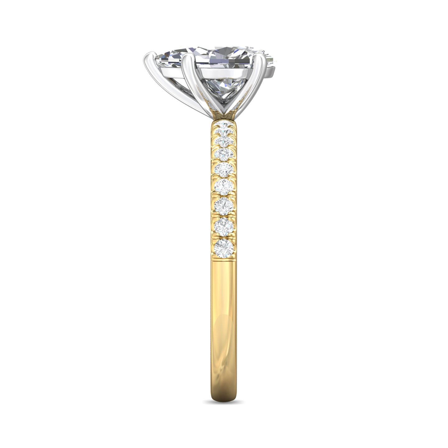 18K White and Yellow Gold Pear Shape Diamond Engagement Ring