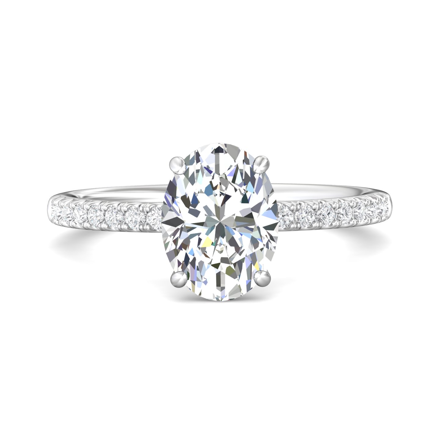14K White Gold Micropave Engagement Ring