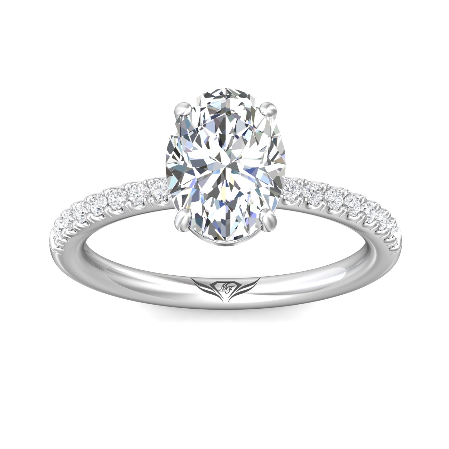 14K White Gold Micropave Engagement Ring