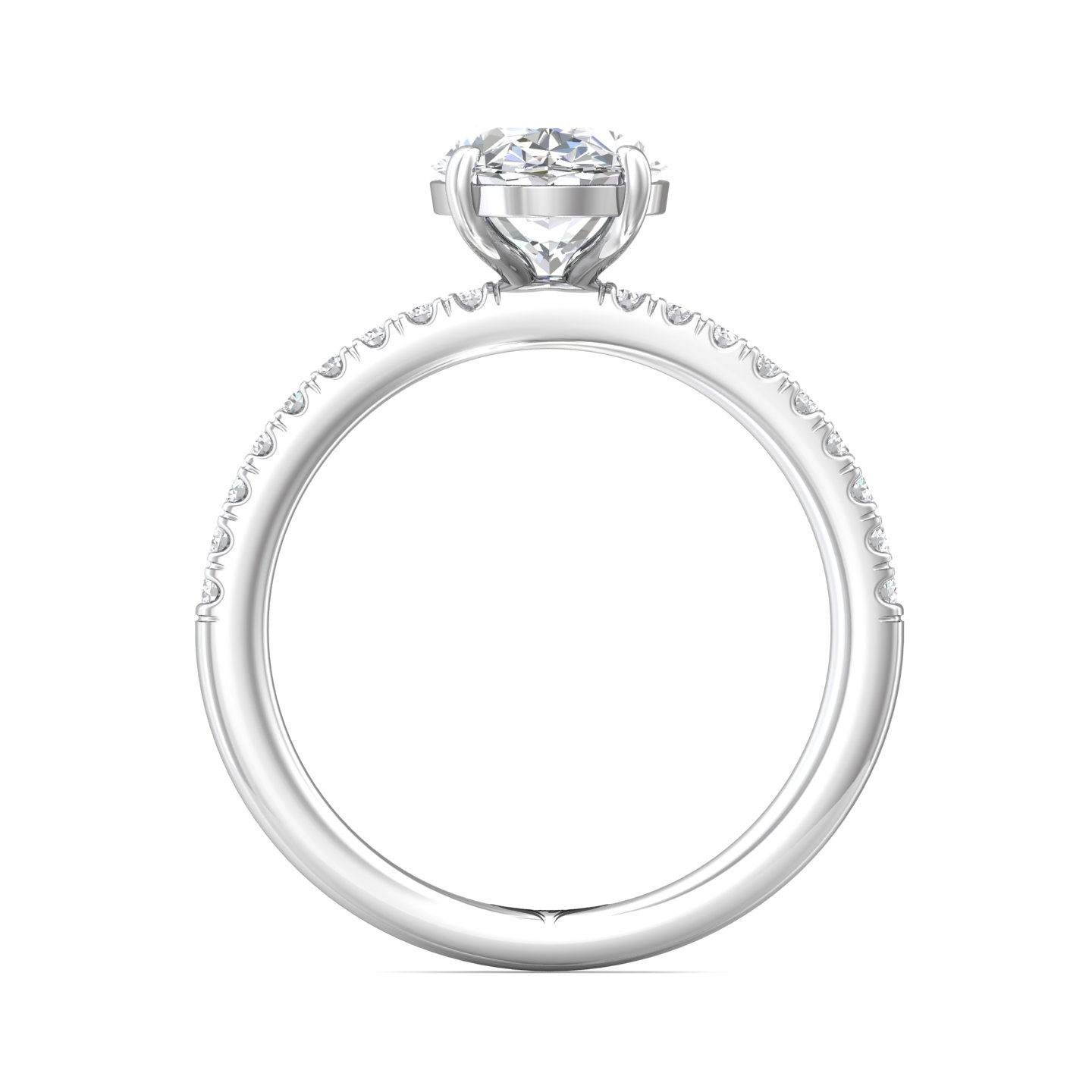 14K White Gold Micropave Engagement Ring