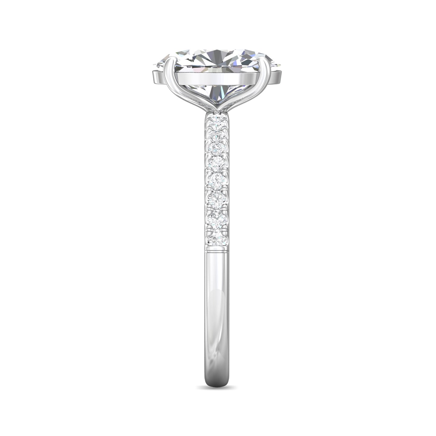 14K White Gold Micropave Engagement Ring