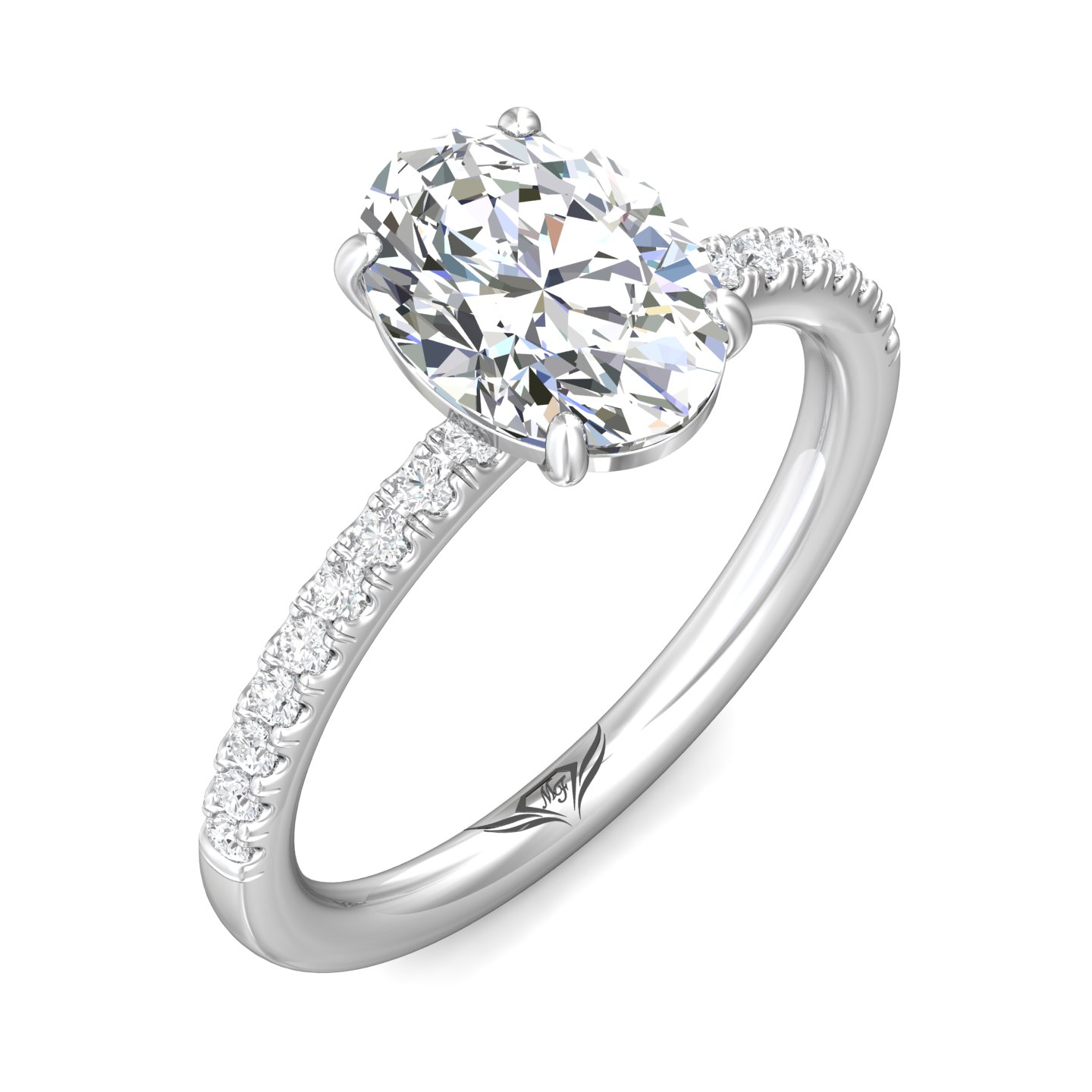 14K White Gold Micropave Engagement Ring