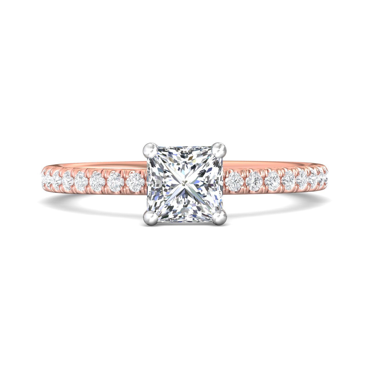 18K White and Rose Gold Princess Diamond Engagement Ring
