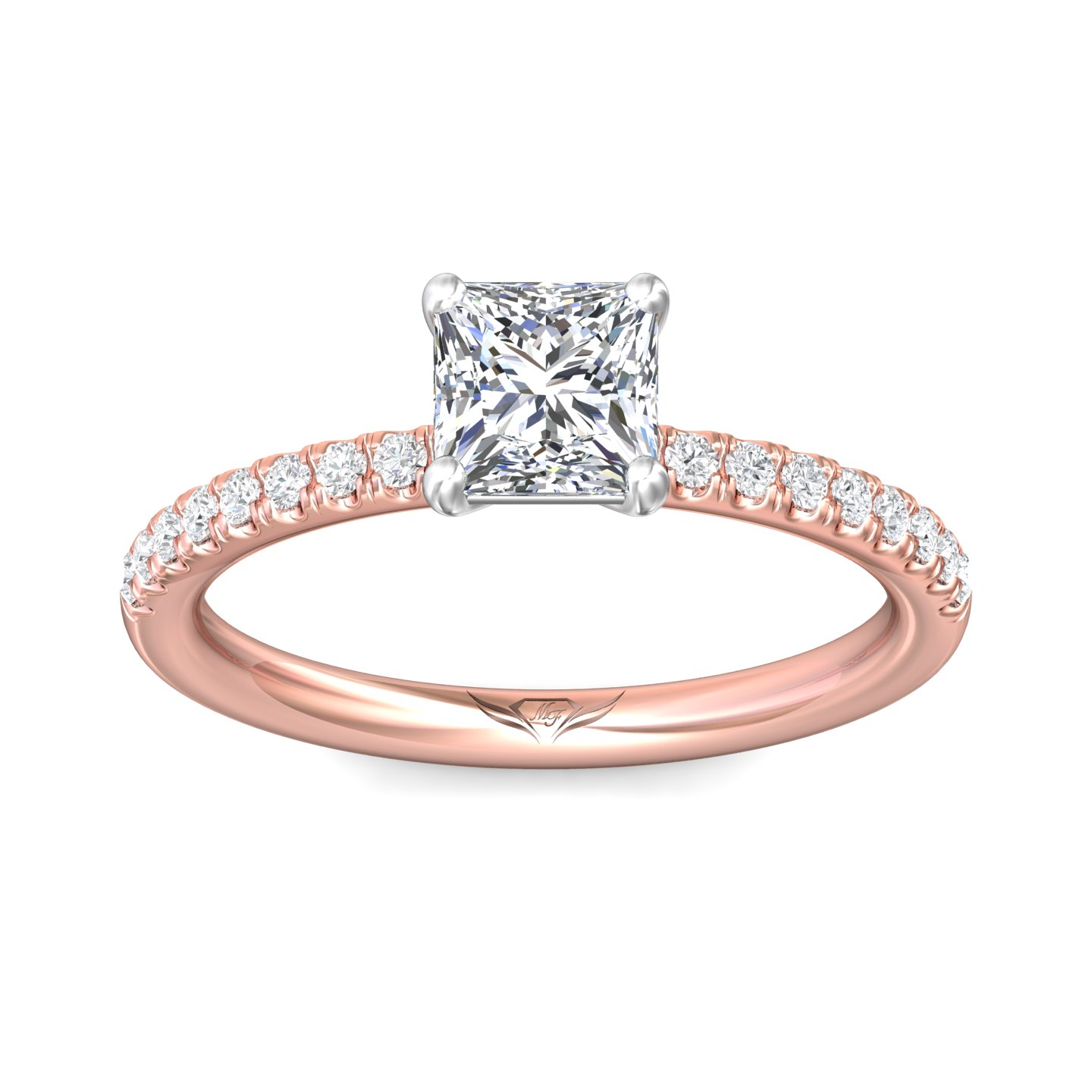 18K White and Rose Gold Princess Diamond Engagement Ring