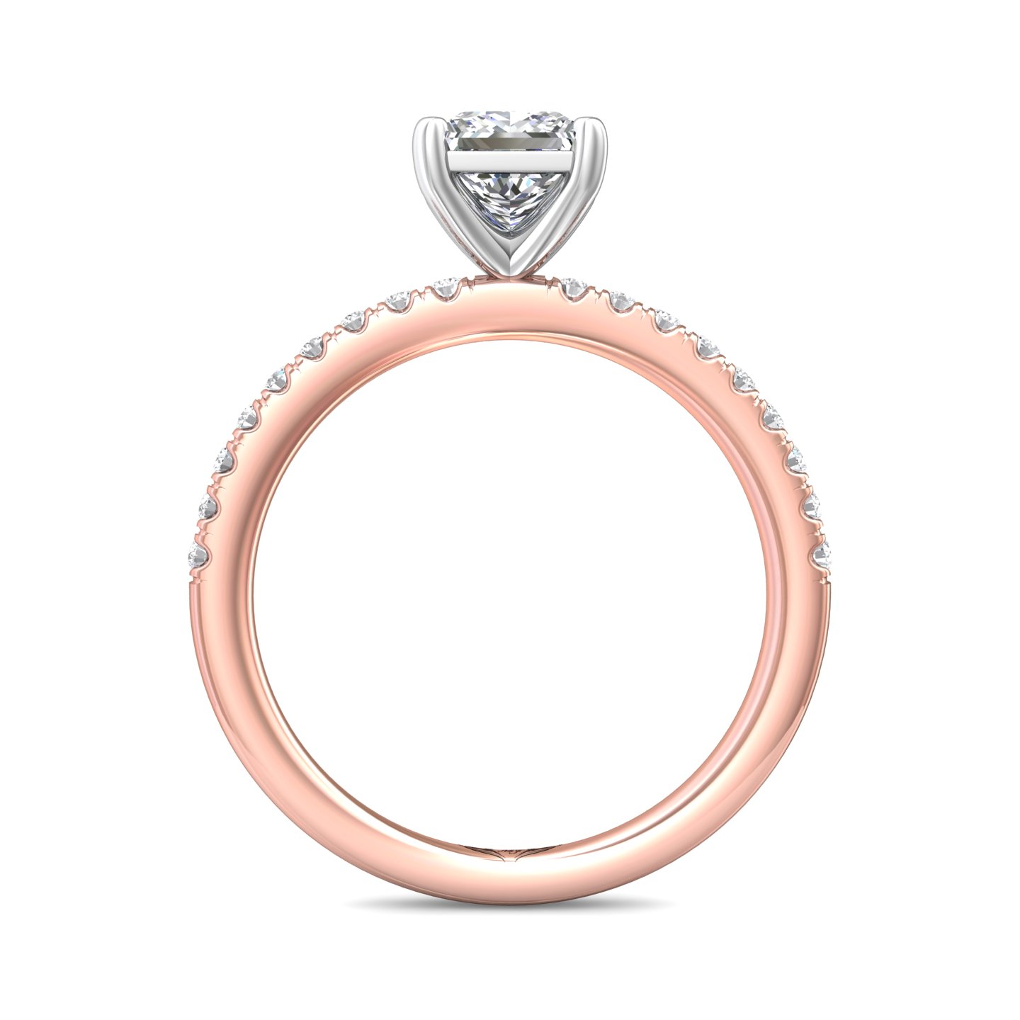 18K White and Rose Gold Princess Diamond Engagement Ring