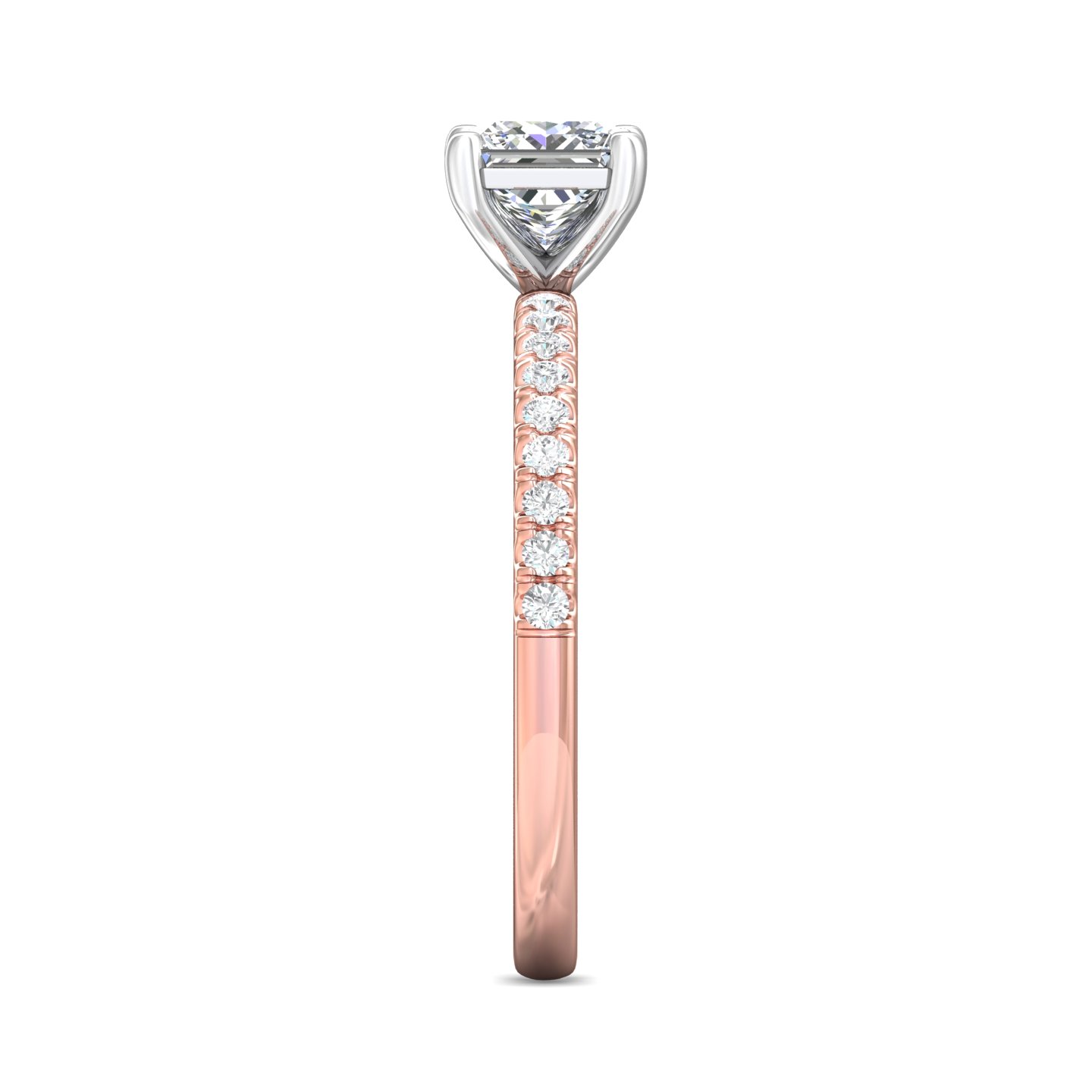 18K White and Rose Gold Princess Diamond Engagement Ring