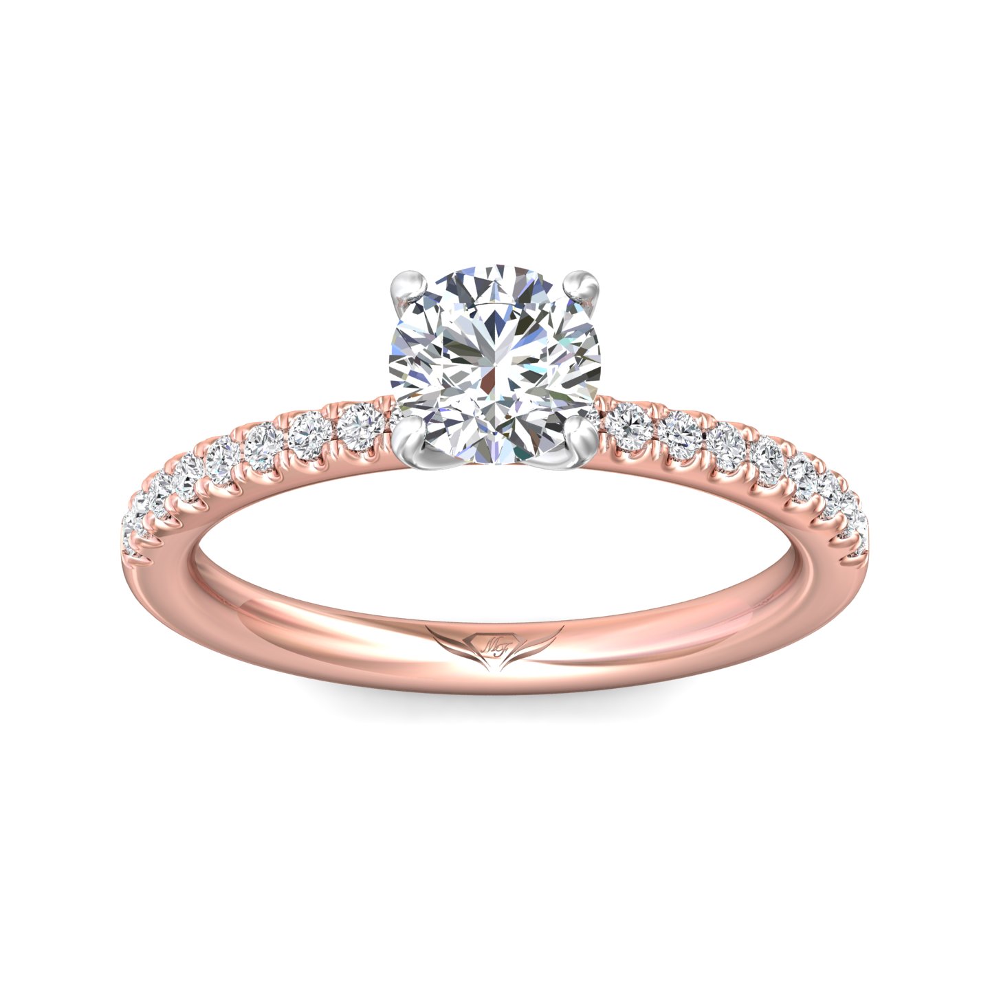 18K White and Rose Gold Round Diamond Engagement Ring