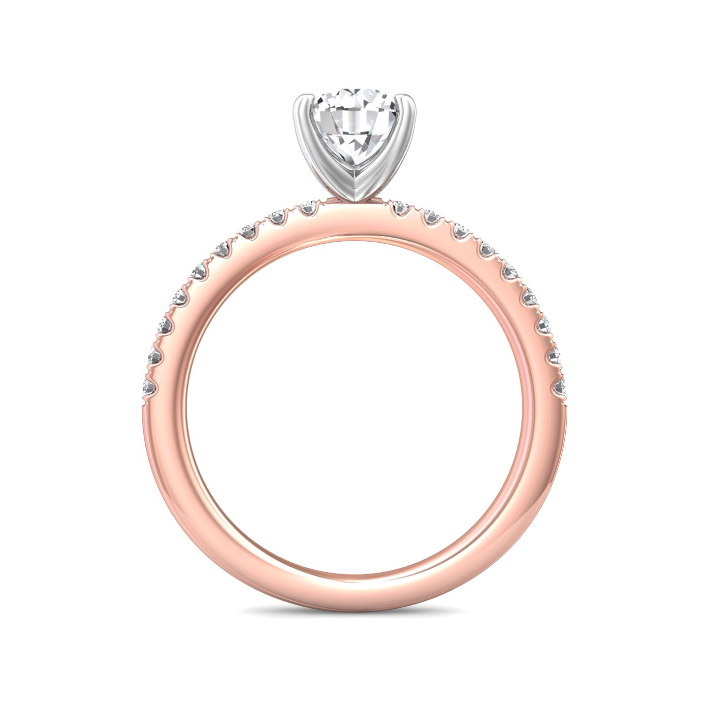 18K White and Rose Gold Round Diamond Engagement Ring
