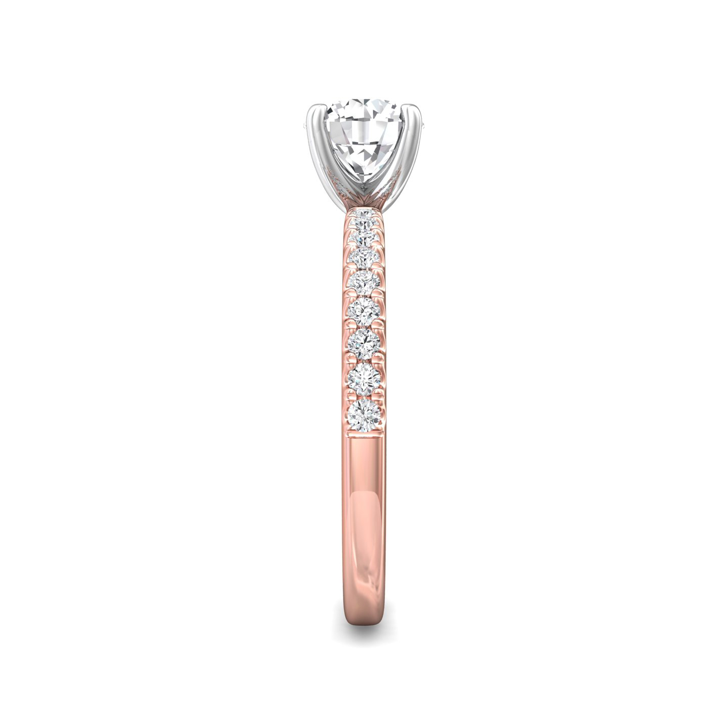 18K White and Rose Gold Round Diamond Engagement Ring