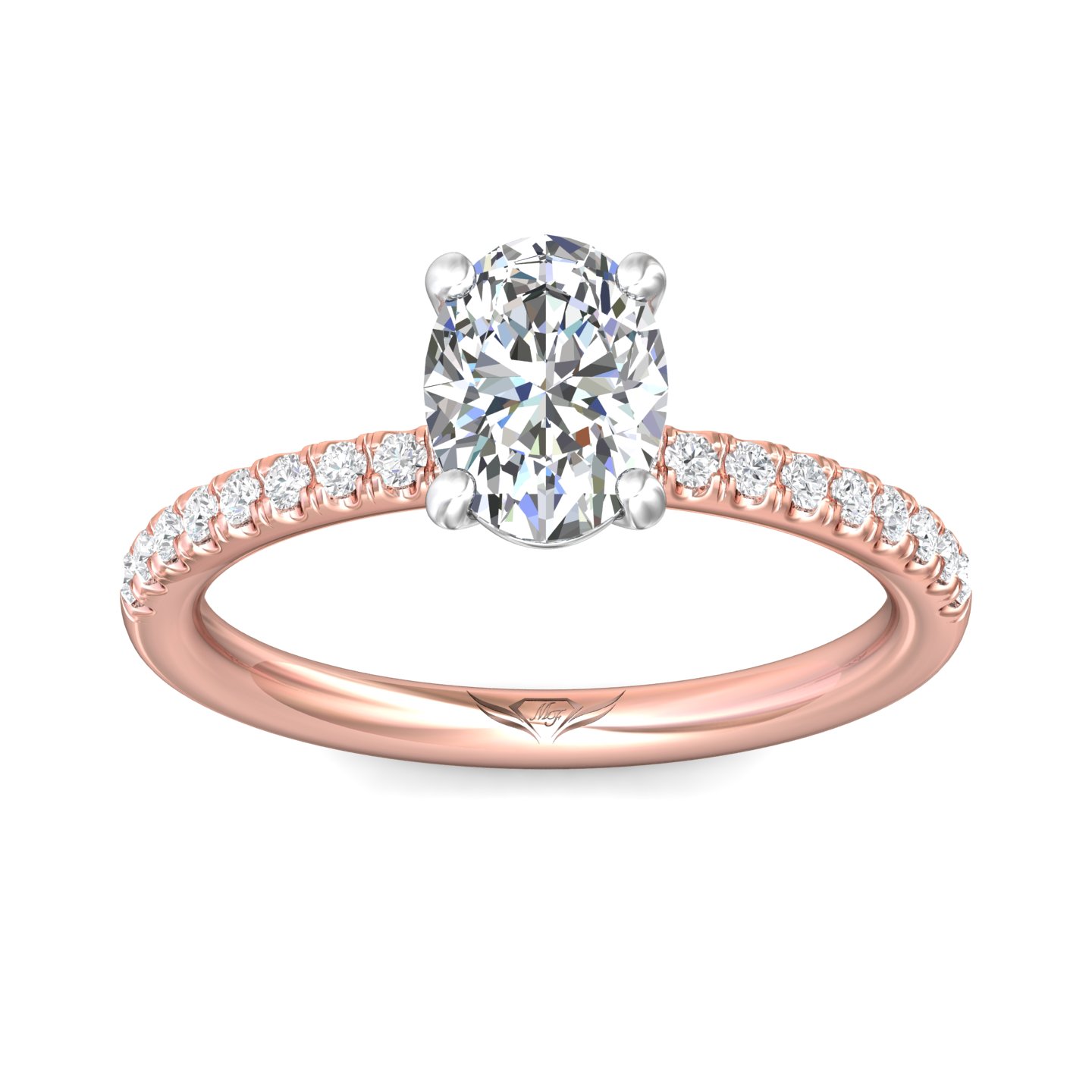 18K White and Rose Gold Oval Diamond Engagement Ring