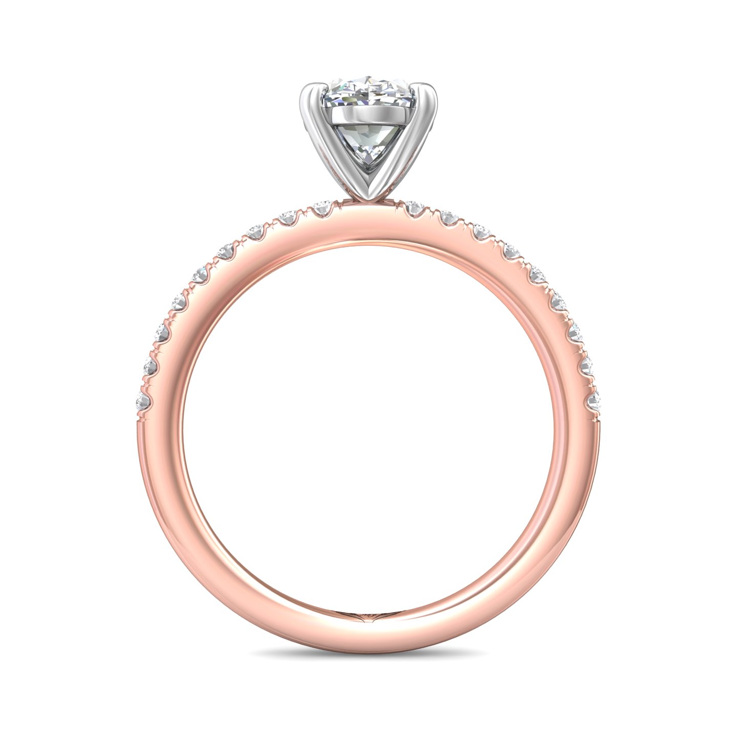 18K White and Rose Gold Oval Diamond Engagement Ring