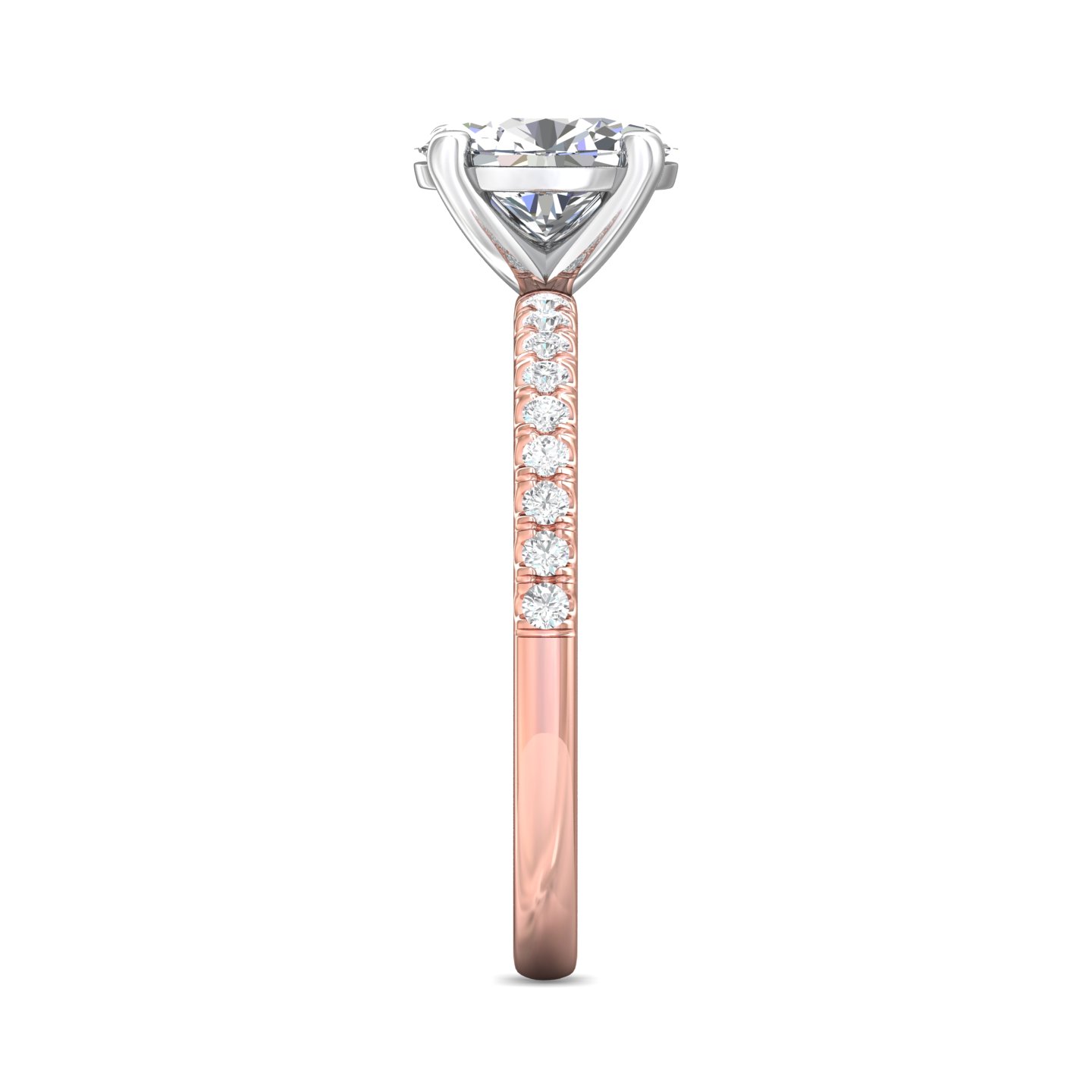 18K White and Rose Gold Oval Diamond Engagement Ring