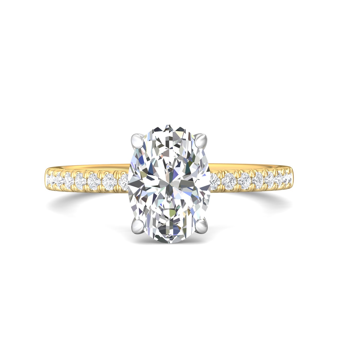14K Yellow Gold and Platinum Oval Diamond Engagement Ring