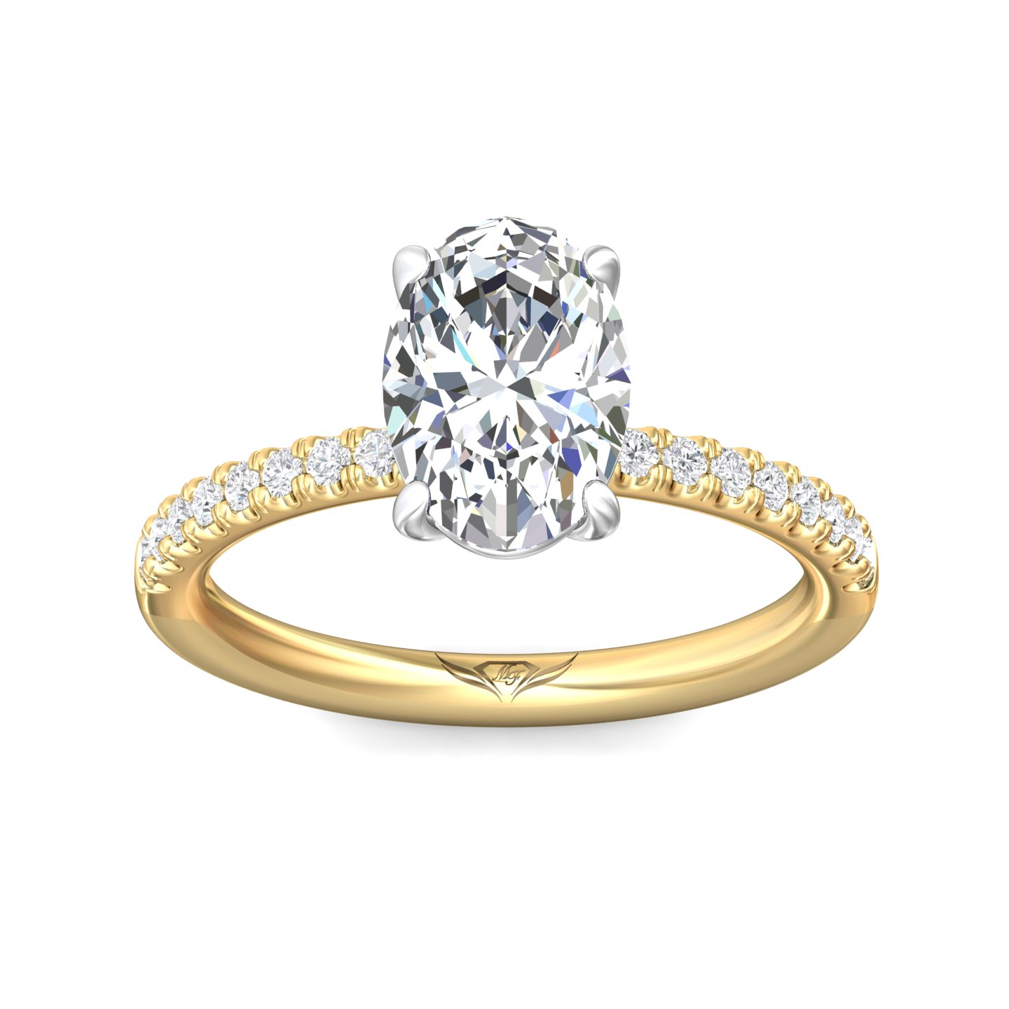 14K Yellow Gold and Platinum Oval Diamond Engagement Ring