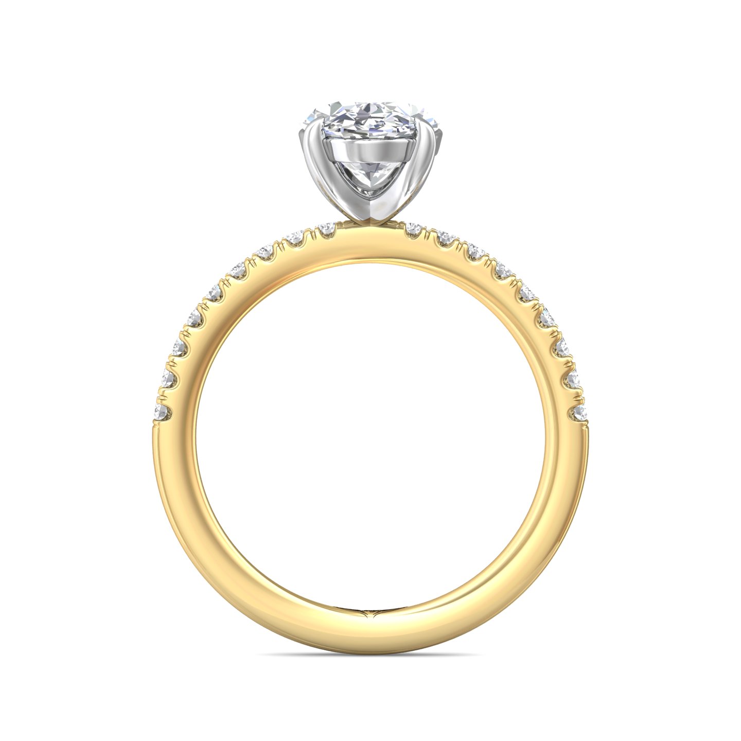 14K Yellow Gold and Platinum Oval Diamond Engagement Ring
