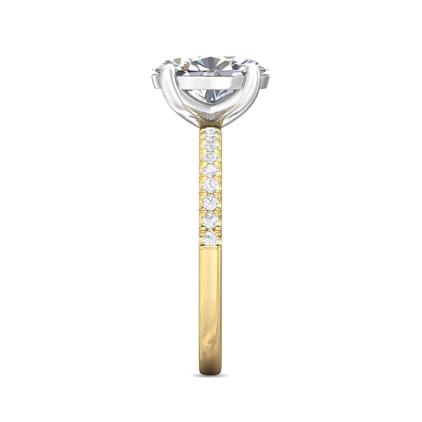 14K Yellow Gold and Platinum Oval Diamond Engagement Ring