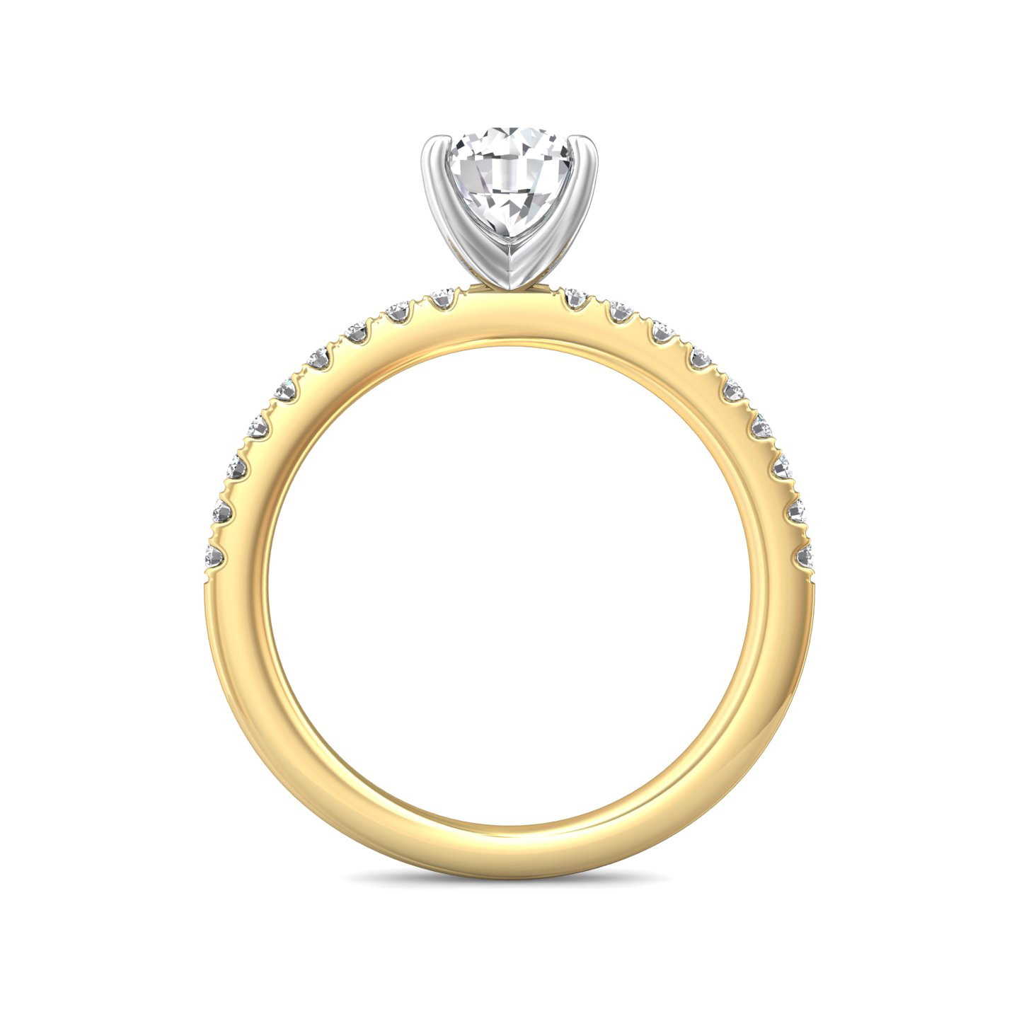 18K White and Yellow Gold Round Diamond Engagement Ring
