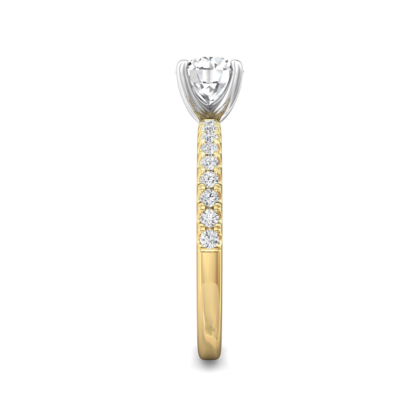 18K White and Yellow Gold Round Diamond Engagement Ring