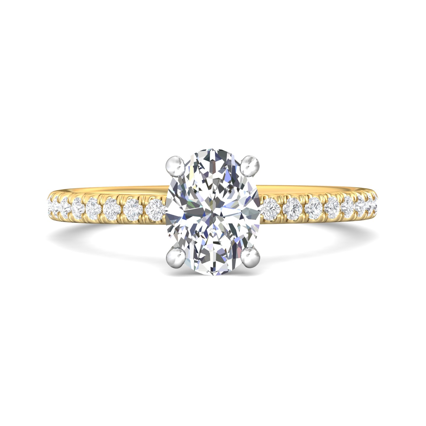 14K Yellow and White Gold Oval Diamond Engagement Ring