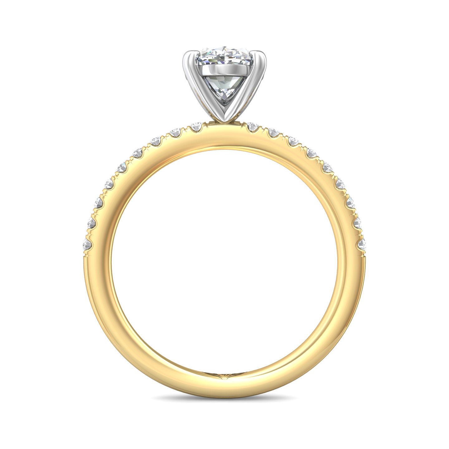 14K Yellow and White Gold Oval Diamond Engagement Ring