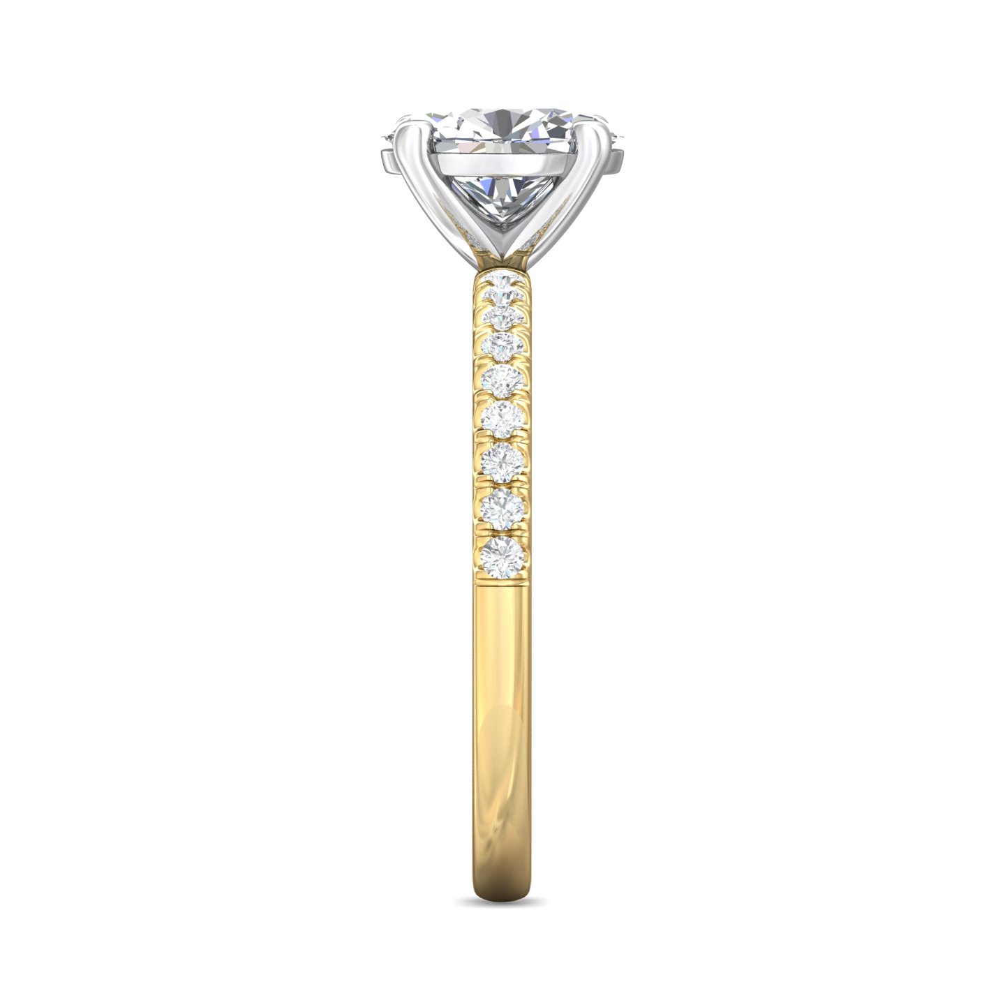 14K Yellow and White Gold Oval Diamond Engagement Ring