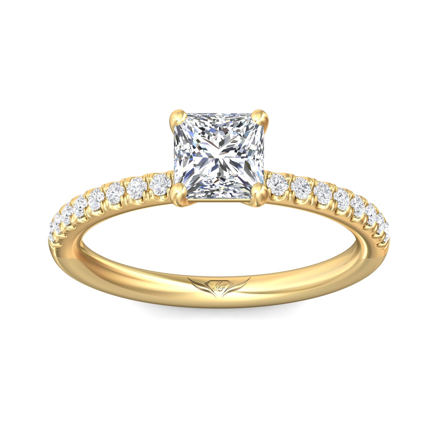 14K Yellow Gold Princess Diamond Engagement Ring