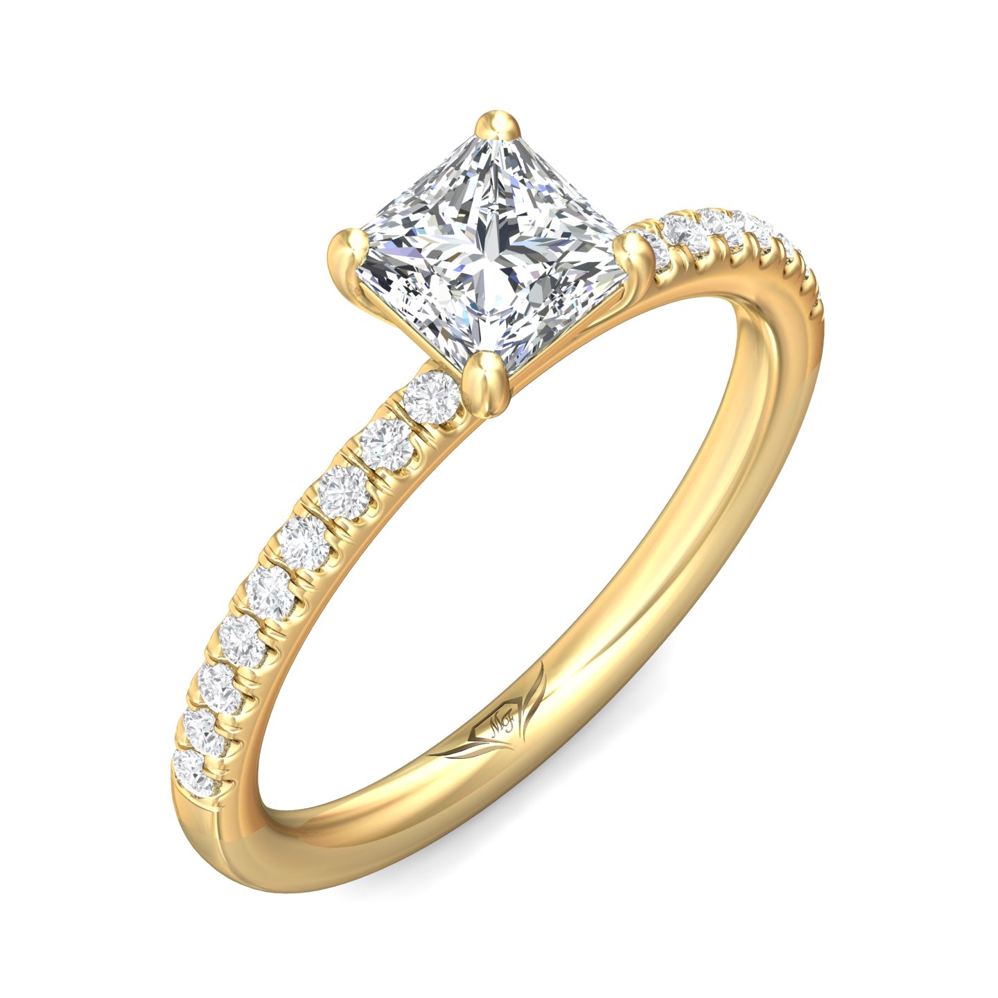 14K Yellow Gold Princess Diamond Engagement Ring
