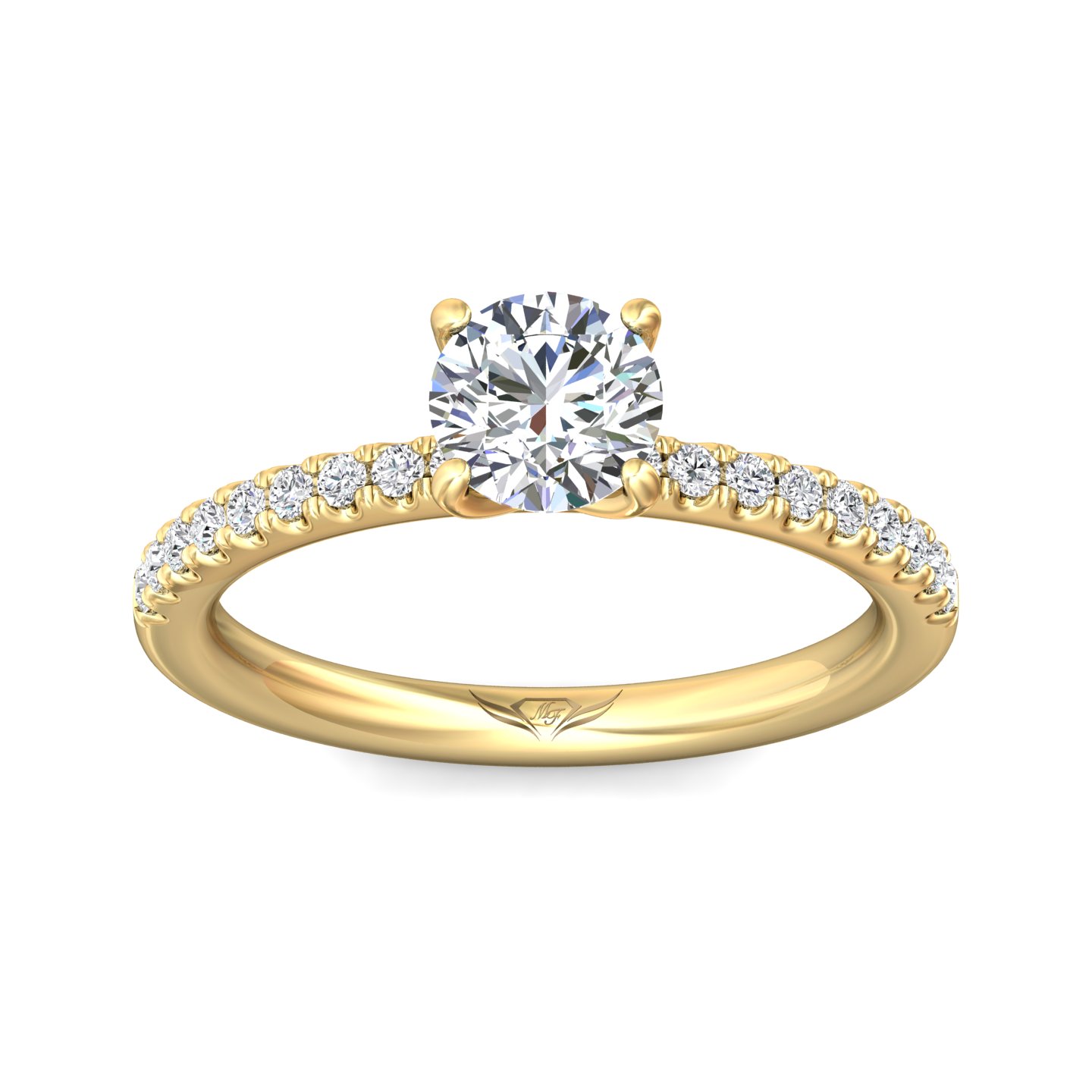 18K Yellow Gold Round Diamond Engagement Ring