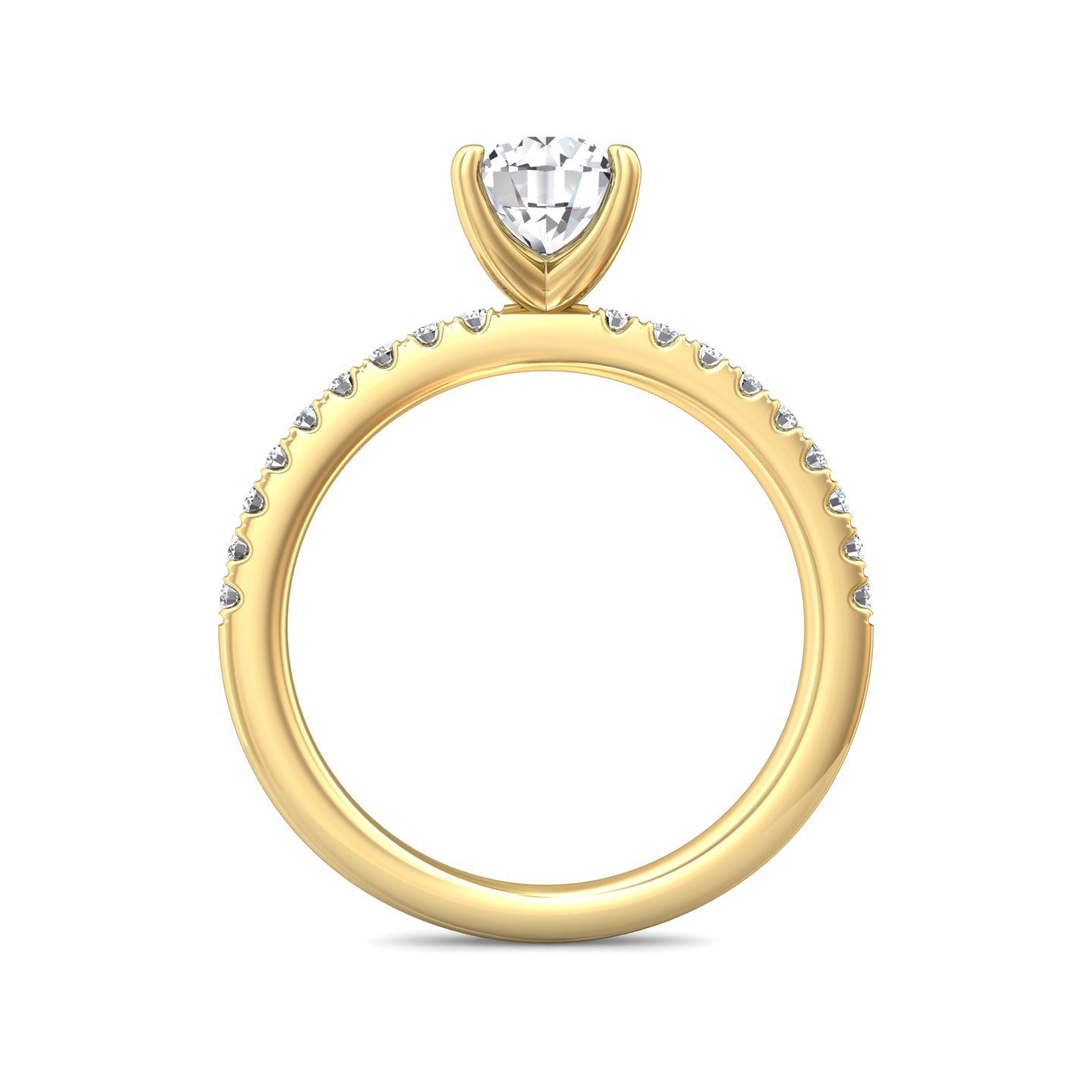 18K Yellow Gold Round Diamond Engagement Ring