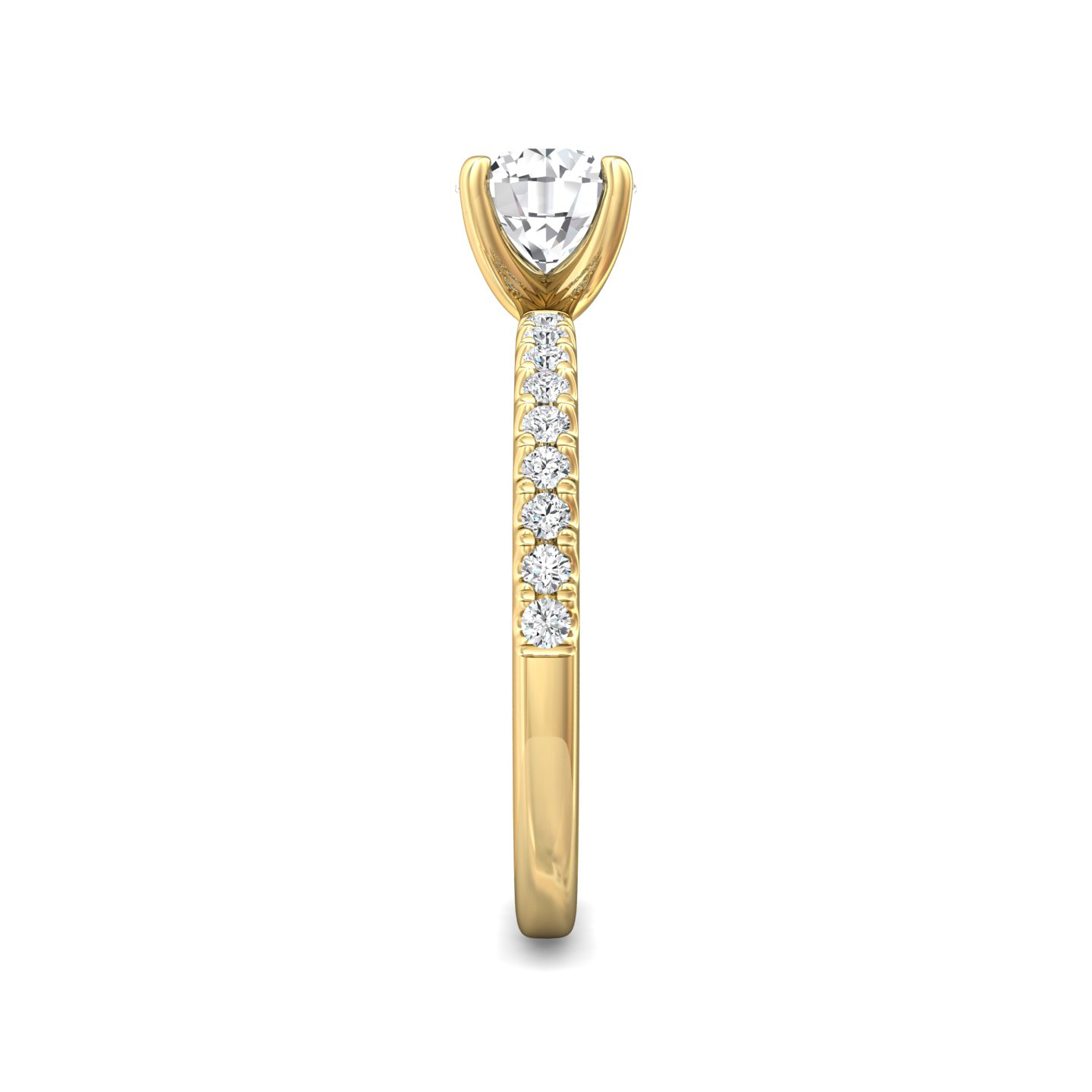 18K Yellow Gold Round Diamond Engagement Ring