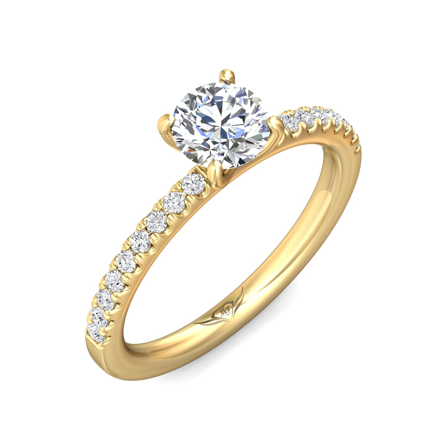 18K Yellow Gold Round Diamond Engagement Ring