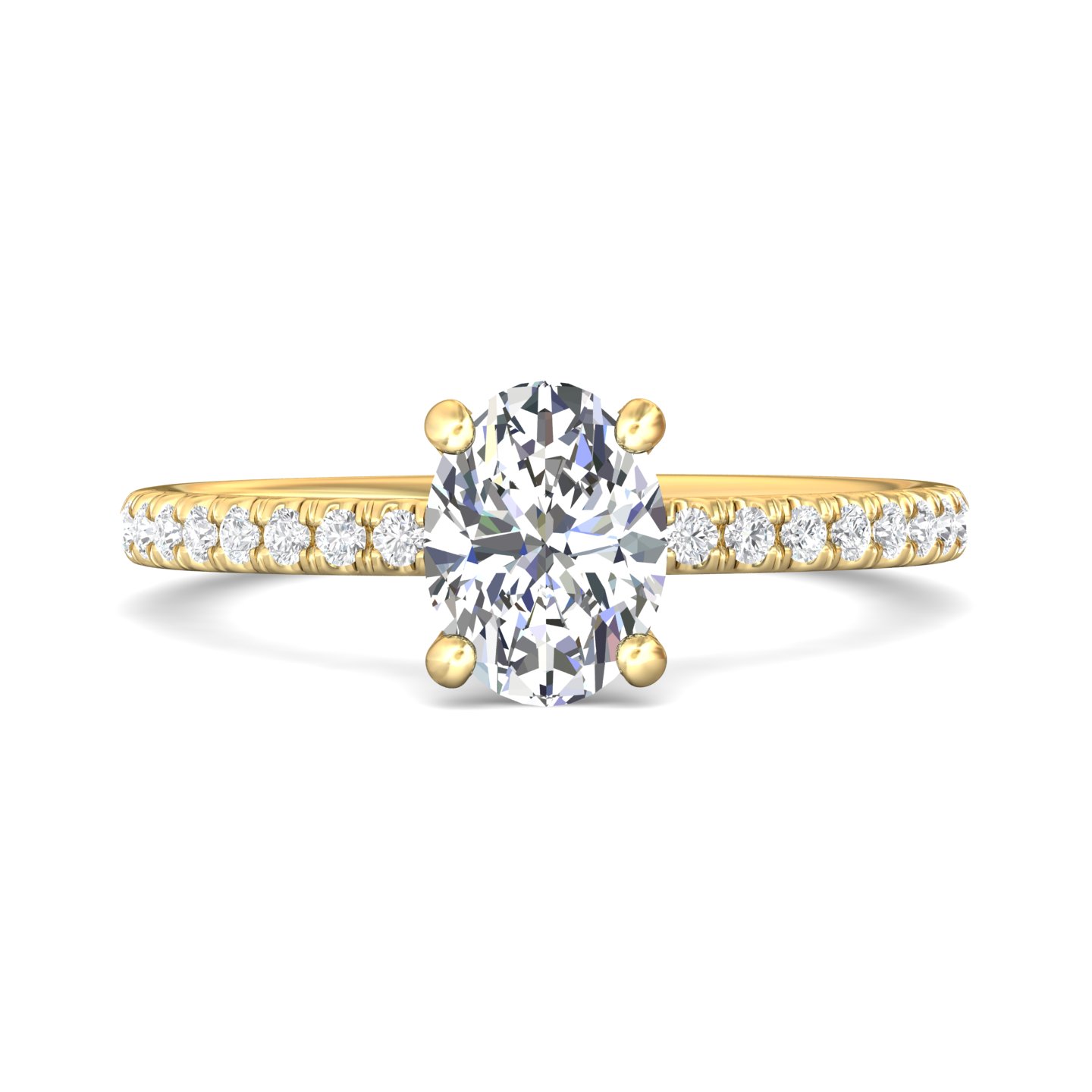 14K Yellow Gold Oval Diamond Engagement Ring