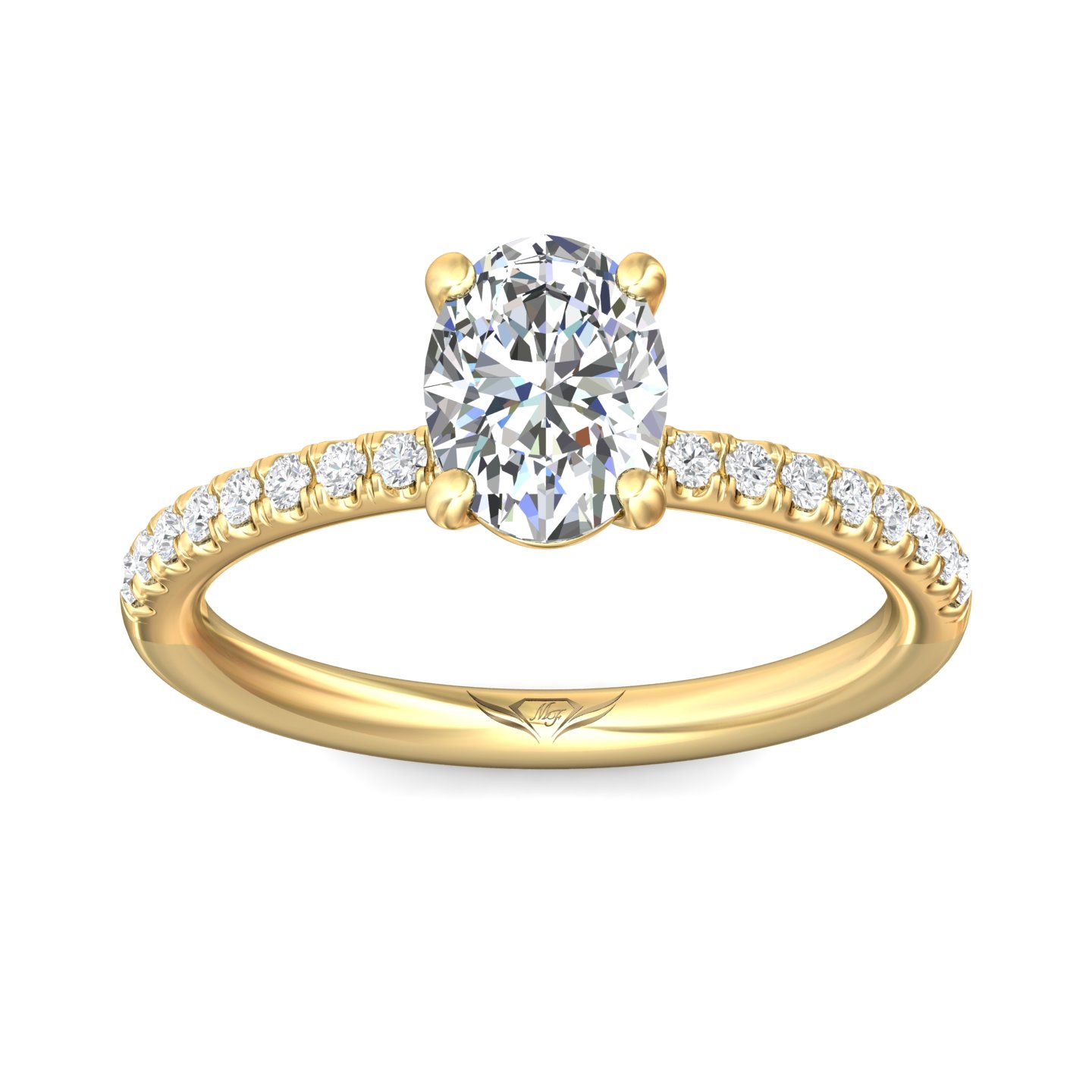 14K Yellow Gold Oval Diamond Engagement Ring