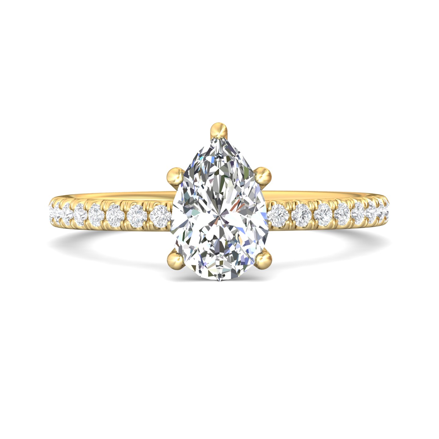 18K Yellow Gold Pear Shape Diamond Engagement Ring