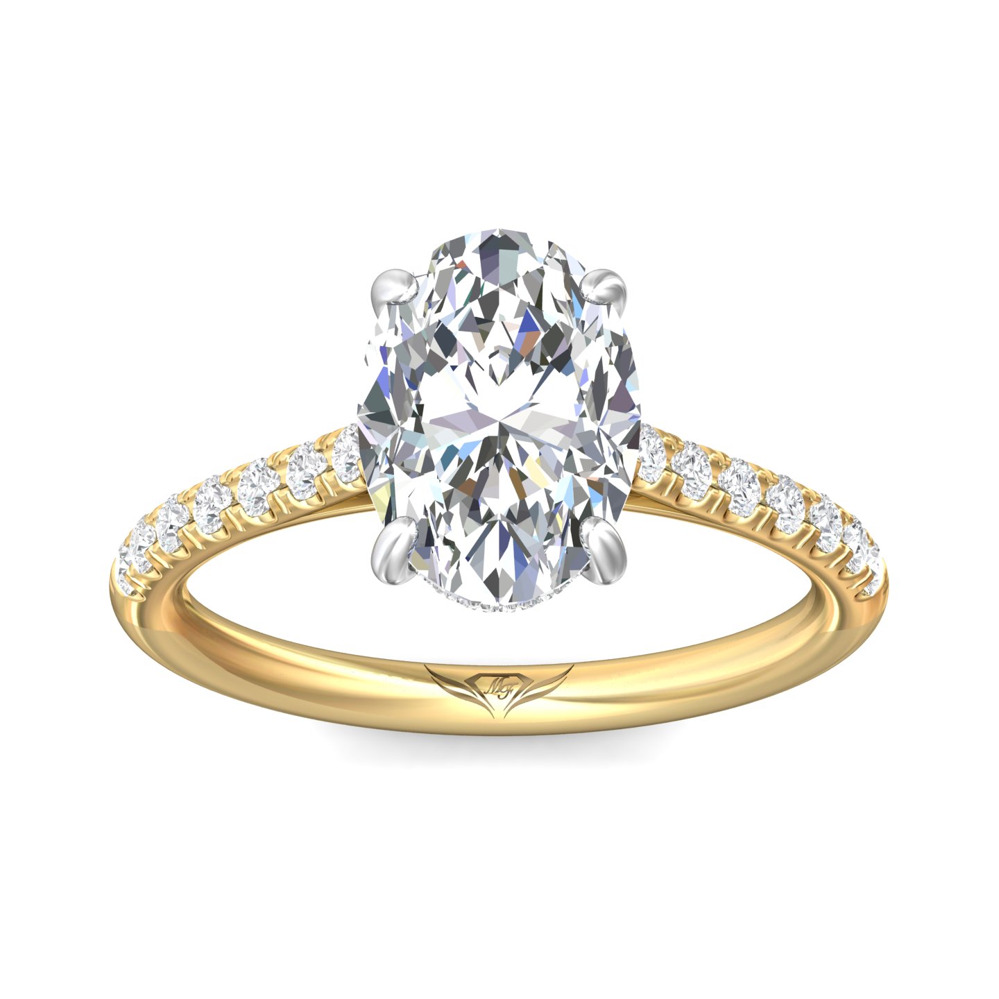 18K Yellow Gold and Platinum Oval Diamond Engagement Ring